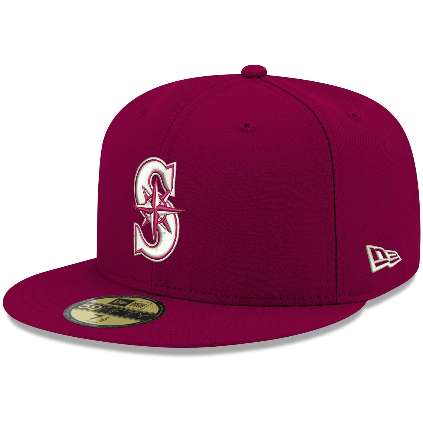 Seattle Mariners New Era White Logo 59FIFTY Fitted Hat - Cardinal