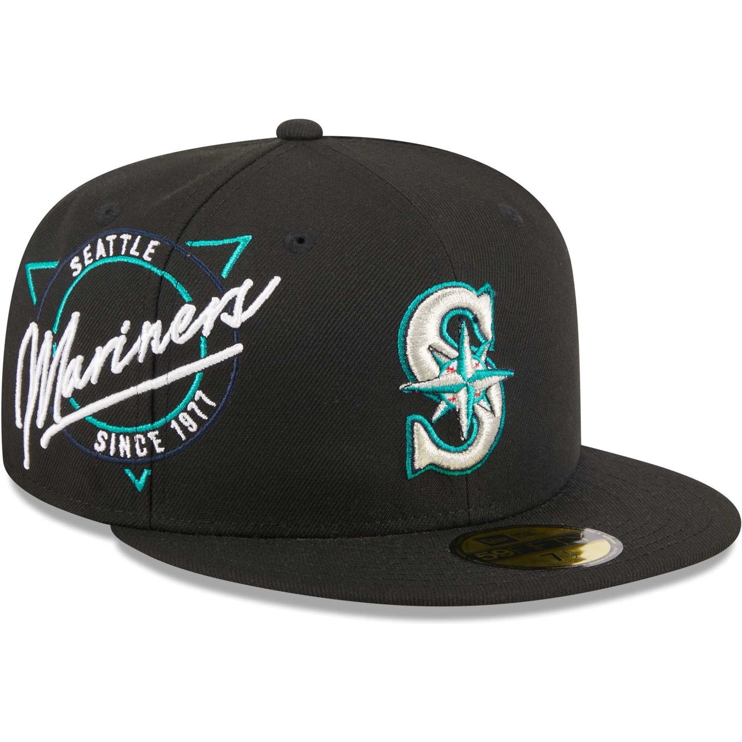 Seattle Mariners New Era Neon 59FIFTY Fitted Hat - Black