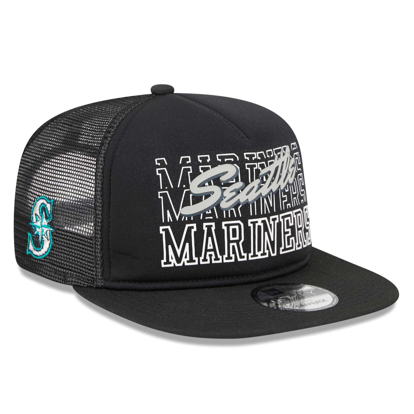 Seattle Mariners New Era Street Team A-Frame Trucker 9FIFTY Snapback Hat - Black