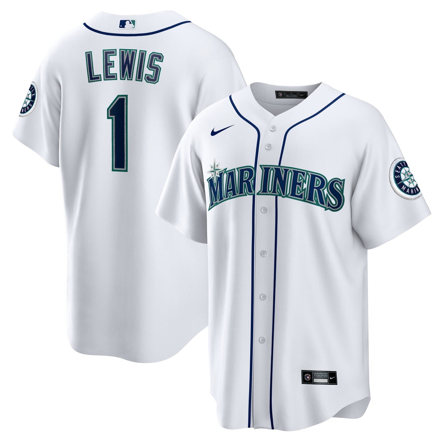 Men's Nike Kyle Lewis White Seattle Mariners Replica Player Name Jersey