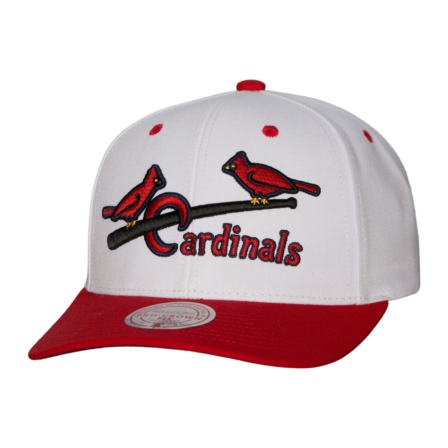 St. Louis Cardinals Mitchell & Ness Cooperstown Collection Pro Crown Snapback Hat - White